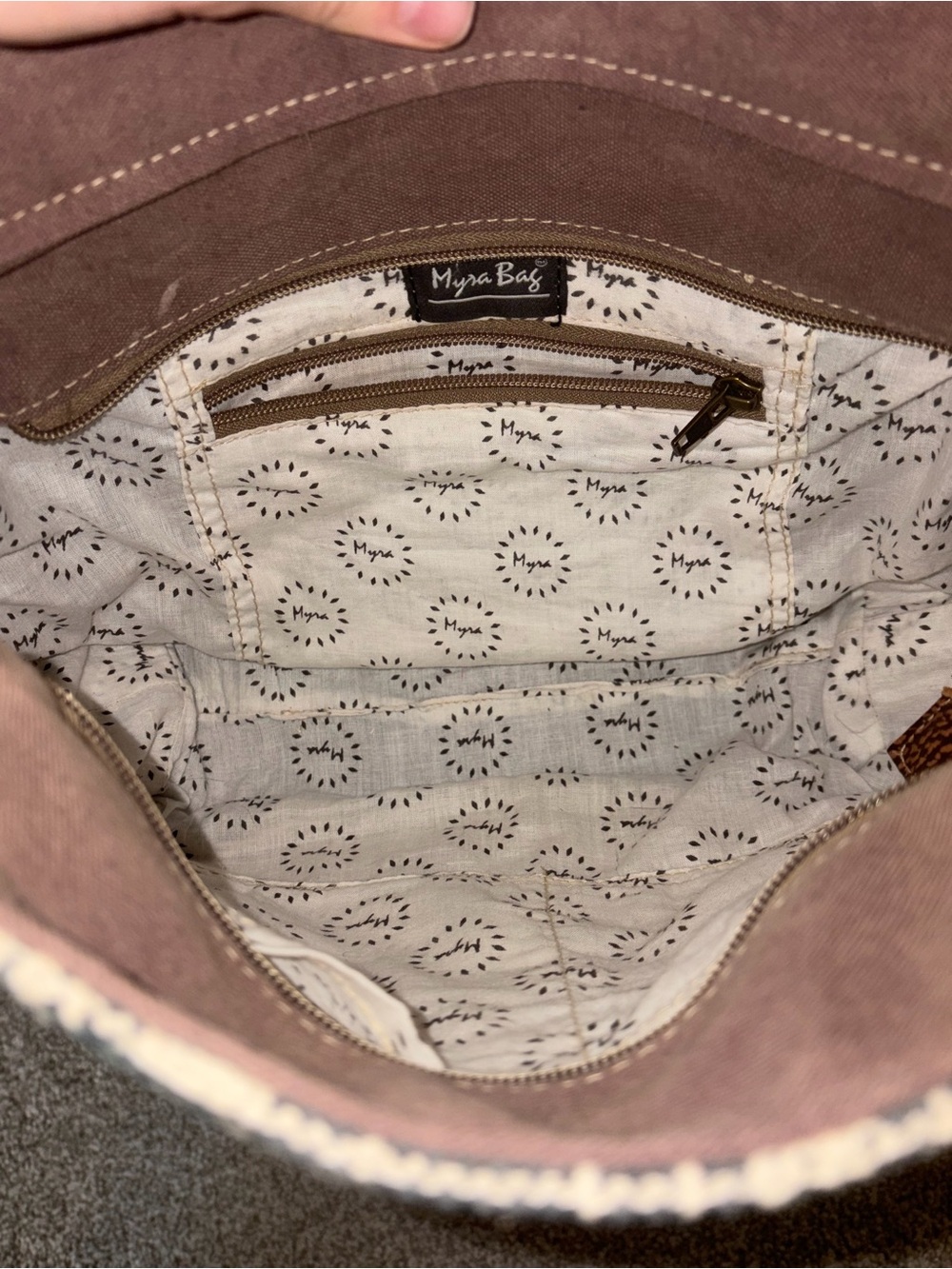 Myra Bag Black and Brown Patterned Crossbody with Haircalf Flap - Picture 4 of 4